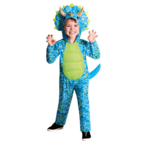 kinderkostuum dino junior polyester blauw/groen mt 3-4 jaar