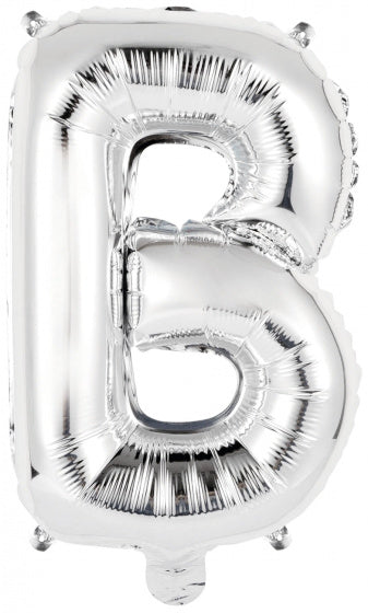 letterballon B folie 34 cm zilver