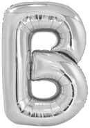 letterballon B folie 103 cm zilver