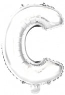 letterballon C folie 34 cm zilver