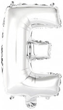 letterballon E folie 34 cm zilver