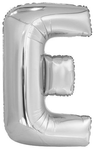 letterballon E folie 114 cm zilver