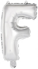 letterballon F folie 34 cm zilver