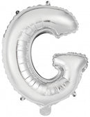 letterballon G folie 34 cm zilver