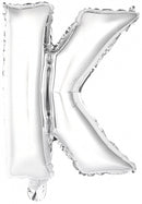 letterballon K folie 34 cm zilver