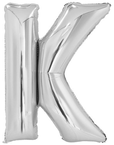 letterballon K folie 100 cm zilver