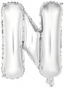 letterballon N folie 34 cm zilver