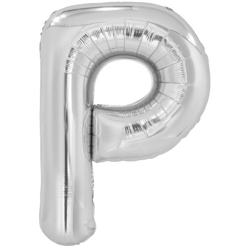 letterballon P folie 39 cm zilver