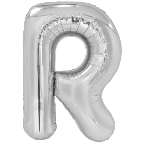 letterballon R folie 99 cm zilver