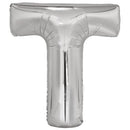 letterballon T folie 103 cm zilver