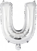 letterballon U folie 34 cm zilver
