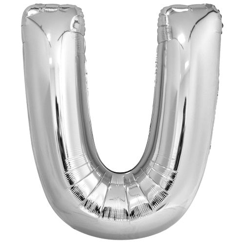 letterballon U folie 114 cm zilver