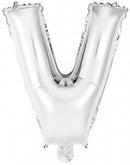 letterballon W folie 44 cm zilver