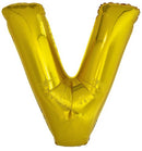 letterballon V folie 86 cm goud