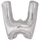 letterballon W folie 113 cm zilver