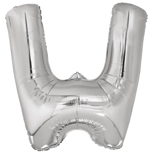 letterballon W folie 113 cm zilver