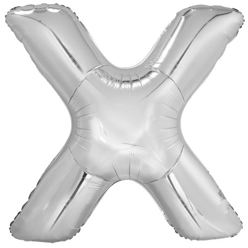 letterballon X folie 96 cm zilver