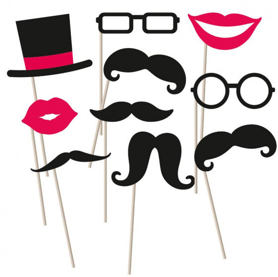 photo booth props Moustache hout/papier 10 stuks