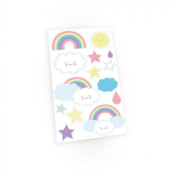 plaktattoos Rainbow & Cloud papier 14 stuks
