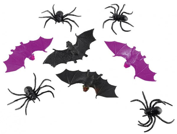 speelset Creepy Animals junior 5 cm zwart/paars 8-delig
