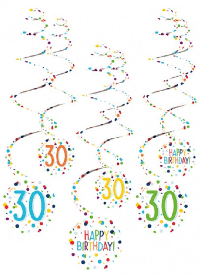 spiraalslingers 30 Confetti Birthday 61 cm papier 6 stuks