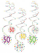 spiraalslingers 50 Confetti Birthday 61 cm papier 6 stuks