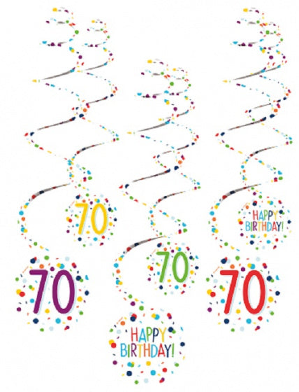 spiraalslingers 70 Confetti Birthday 61 cm papier 6 stuks