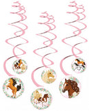 spiraalslingers Beautiful Horses papier roze 6 stuks