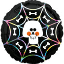 folieballon Iridescent Skull Web 45 cm zwart/wit