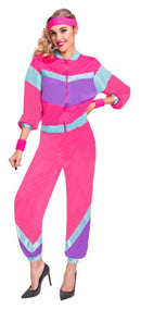 trainingspak jaren 80 polyester roze maat S