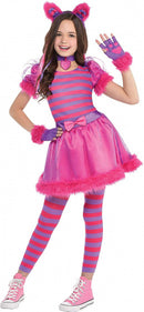 verkleedjurk Cheshire Cat polyester roze mt 8-10 jaar