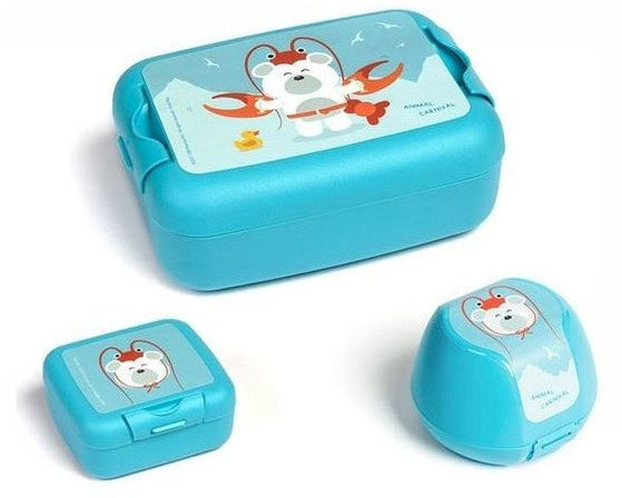 lunchset Animal Carnival junior blauw 3-delig