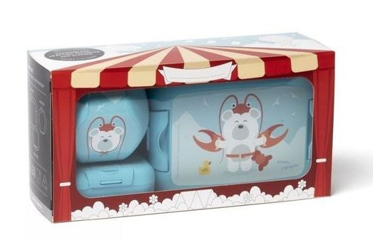 lunchset Animal Carnival junior blauw 3-delig
