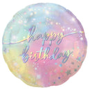 folieballon happy birthday 43 cm roze/blauw