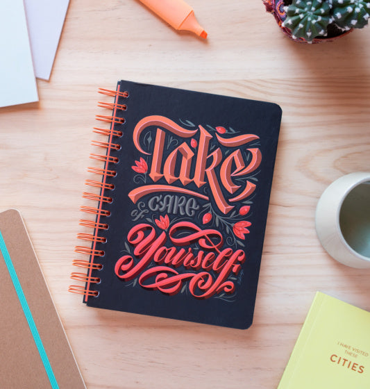 notitieboek hardcover A5 14,8 x 21 cm zwart/rood