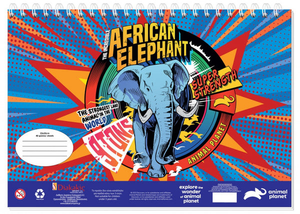 kleurboek met stickers olifant 33 cm papier blauw