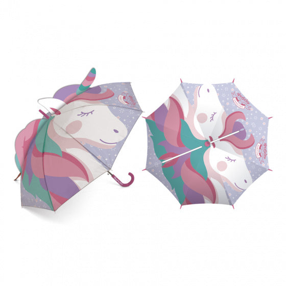 kinderparaplu Unicorn 3D 69 cm polyester paars/roze