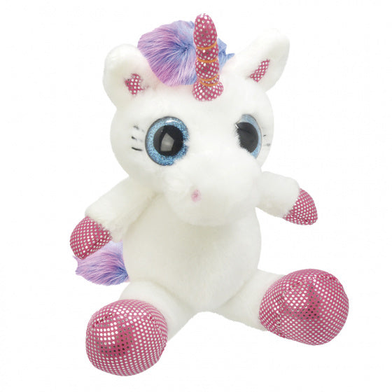 knuffel Unicorn meisjes 25 cm pluche wit/roze