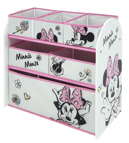 opbergrek Minnie Mouse 62 x 30 cm hout wit/roze 7-delig