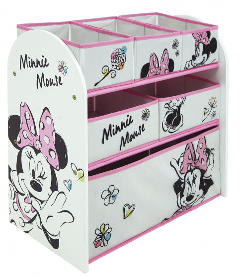 opbergrek Minnie Mouse 62 x 30 cm hout wit/roze 7-delig
