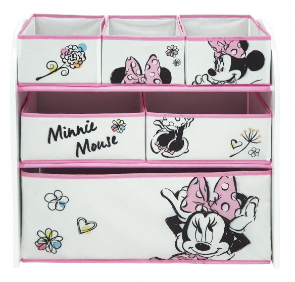 opbergrek Minnie Mouse 62 x 30 cm hout wit/roze 7-delig