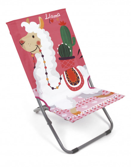 opvouwbare ligstoel Llama 74 x 49 cm polyester roze/rood