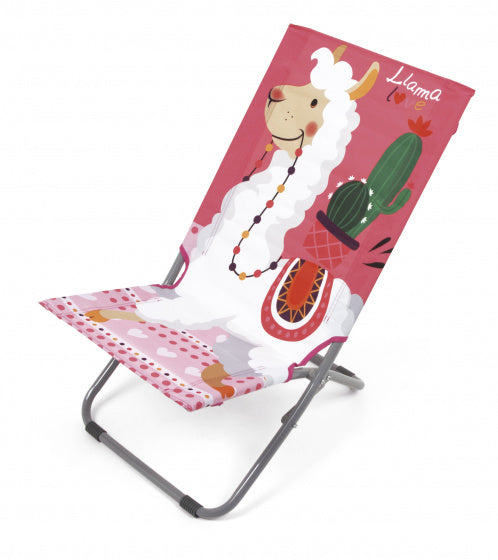 opvouwbare ligstoel Llama 74 x 49 cm polyester roze/rood