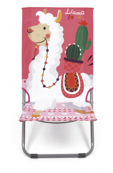 opvouwbare ligstoel Llama 74 x 49 cm polyester roze/rood