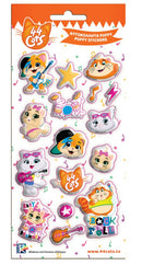stickers 44 Cats Puffy 10 x 22 cm papier wit 16 stuks