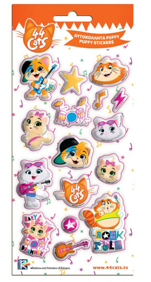 stickers 44 Cats Puffy 10 x 22 cm papier wit 16 stuks