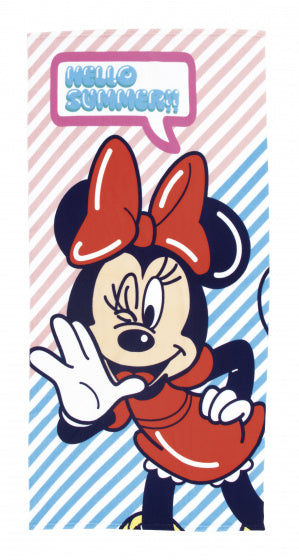 strandlaken Minnie 70 x 140 cm microfiber rood/blauw