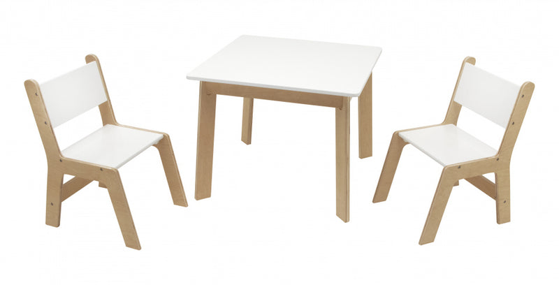 tafelset junior 60 x 48 cm hout wit/beige 3-delig