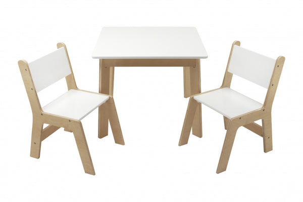 tafelset junior 60 x 48 cm hout wit/beige 3-delig