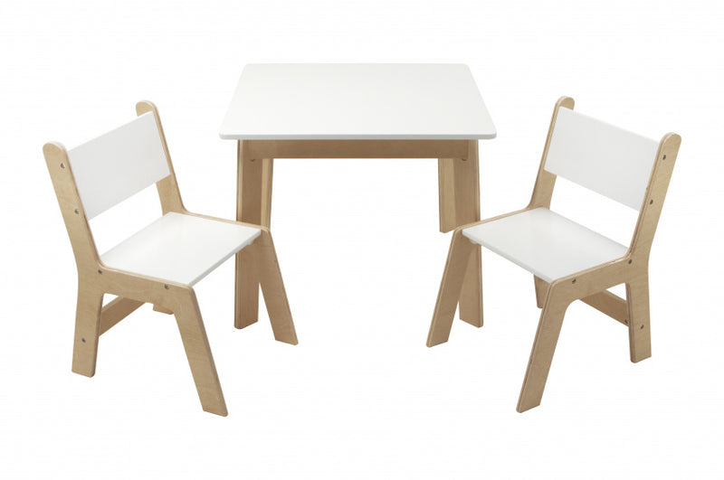 tafelset junior 60 x 48 cm hout wit/beige 3-delig